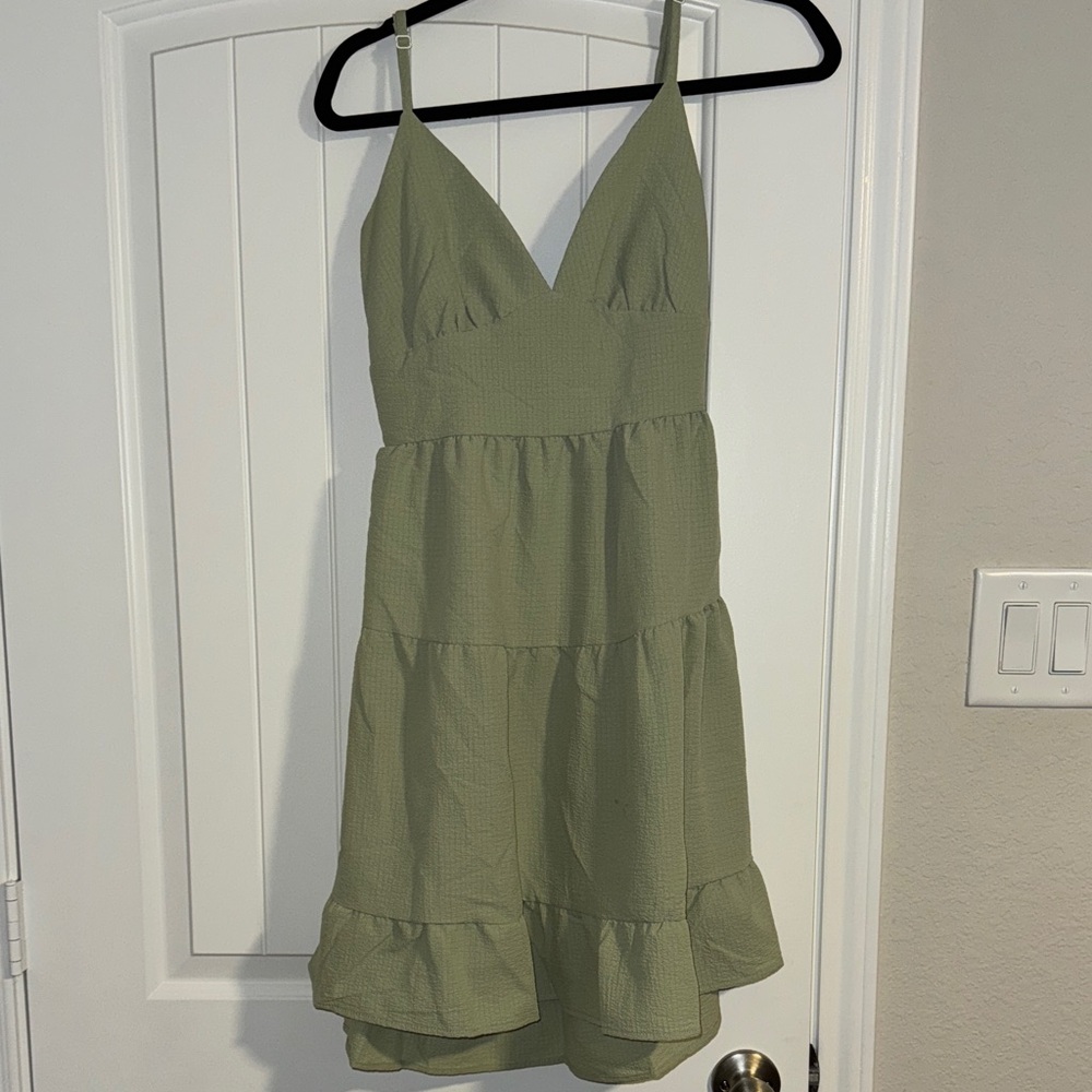 Sage Green Sleeveless Tiered Dress